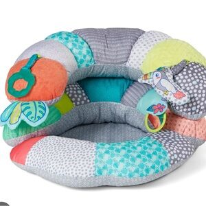 Infantino Teal, Gray & Coral Plush Activity Ring Seat with Hanging Toys
